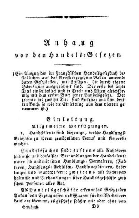 Anhang von den Handels-Gesezen.