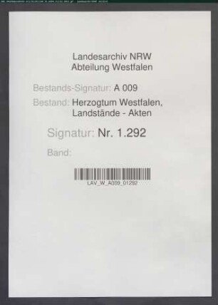 Revers über die Ritterbürtigkeit des Moritz Wilhelm von Oeynhausen zu Hoppecke