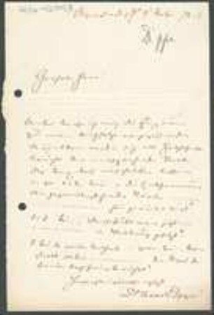 Brief von Leopold Dippel an Unbekannt