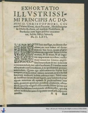 Exhortatio Principis Christophori.