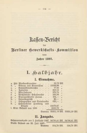 Kassen-Bericht der Berliner Gewerkschafts-Kommission vom Jahre 1897.