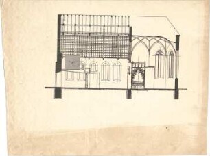 Dolmetsch, Heinrich; Herrenalb; Ev. Pfarrkirche, Restaurierung - Nordseite (Längsschnitt)
