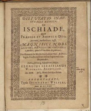 Disputatio Inauguralis Medica, De Ischiade