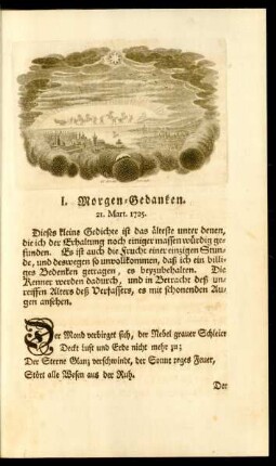 I. Morgen-Gedanken. 21. Mart. 1725.