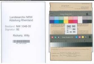 Entnazifizierung Willy Richartz , geb. 25.09.1900 (Musiker)