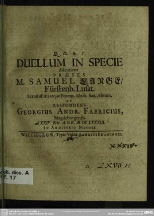 Duellum in specie