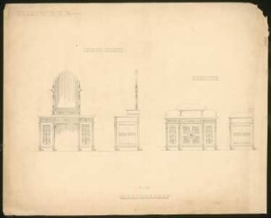 Möbelentwürfe: Frisiertoilette und Waschtisch 1:10 (für Regentenstraße 12, Berlin-Tiergarten)