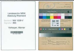 Entnazifizierung Werner Verheyen , geb. 02.09.1919 (Polizeiwachtmeister)