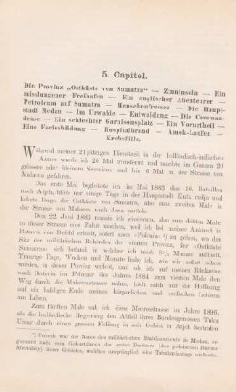 5. Capitel. Die Provinz "Ostküste von Sumatra". - ...