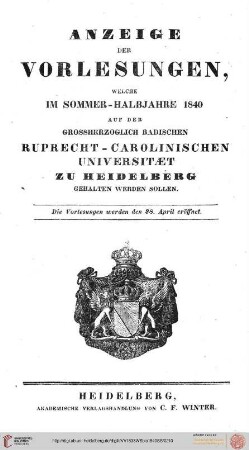 Sommersemester 1840