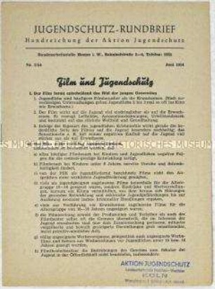 Rundschreiben der Aktion Jugendschutz zur Gefährdung der Jugend durch Filme