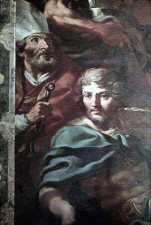 Die heilige Katharina in den Wolken, umgeben von Heiligen
