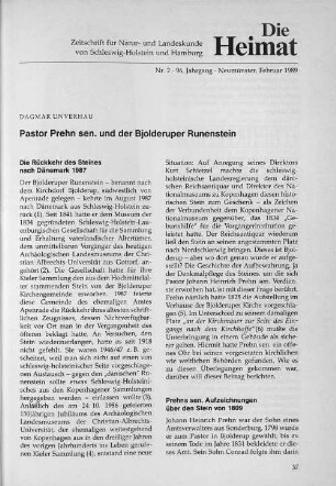 Pastor Prehn sen. und der Bjolderuper Runenstein