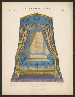 "Décor de lit, louis XVI / grand baldaquin bois doré", aus: Le Garde-meuble