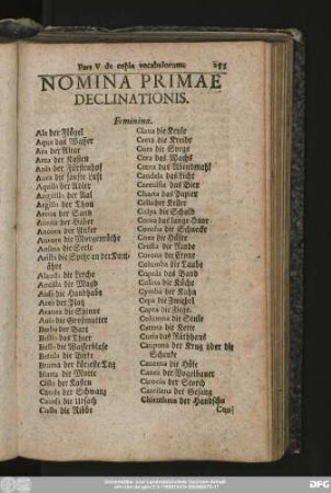 Nomina Primae Declinationis.