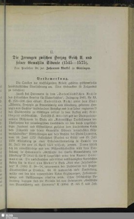 II. Die Irrungen zwischen Herzog Erich II. und seiner Gemahlin Sidonie (1545-1575)