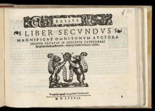 Giovanni Cavaccio: Liber secundus magnificat omnitonum ... Bassus