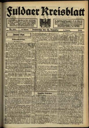 Zweite Ausgabe vom Donnerstag, den 22. Dezember 1910.