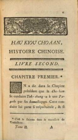 Hau Kiou Choaan, Histoire Chinoise, 2