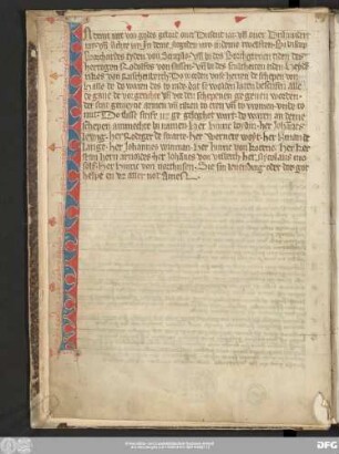 [Titulatur:] In deme iare von godes gebort ouer Dusent iar. [...] Sie sin leuending oder dot, got helpe en vz aller not, amen.