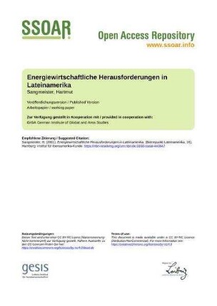 Energiewirtschaftliche Herausforderungen in Lateinamerika