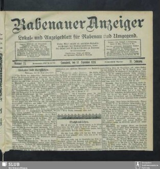 Rabenauer Anzeiger : Lokal- und Anzeigeblatt für Rabenau und Umg.