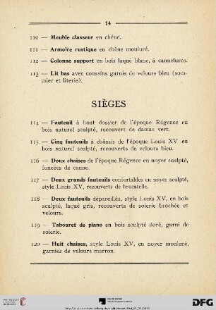 Sièges (Nr. 114-131)