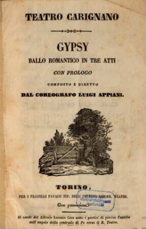 Gypsy : ballo romantico in tre atti ; con prologo ; Teatro Carignano