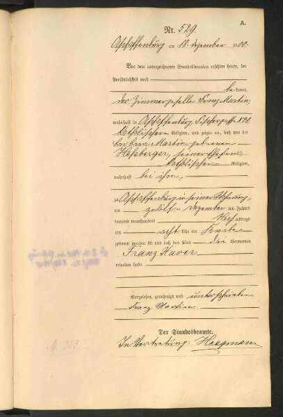 Standesamtsbuch der Stadt Aschaffenburg: Geburten 365/1900 - 184/1901