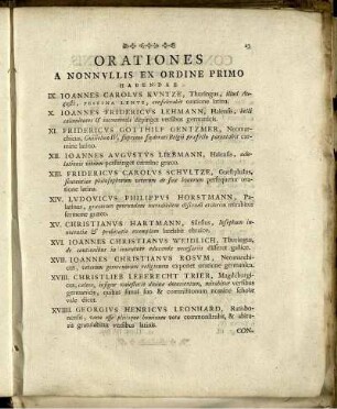 Orationes A Nonnullis Ex Ordine Primo.