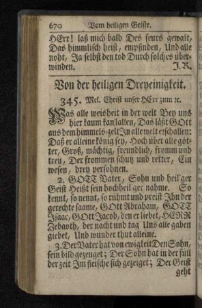 Von der heiligen Dreyeinigkeit.