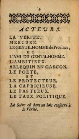 La verité fabuliste : Comedie