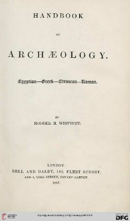 Handbook of archaeology : Egyptian, Greek, Etruscan, Roman