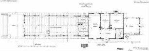 Ochsenhausen: Verwaltungsgebäude mit Güterschuppen Grundriß Erdgeschoß (teilw.mit Gebälk)