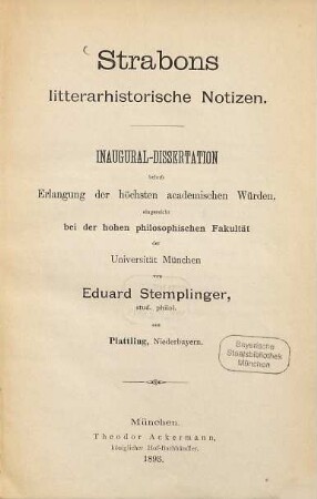 Strabons litterarhistorische Notizen