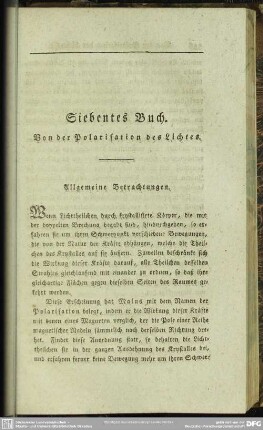 Siebentes Buch. Von der Polarisation des Lichtes