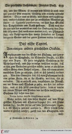 Das eilfte Capitel: Von einigen andern griechischen Orakeln
