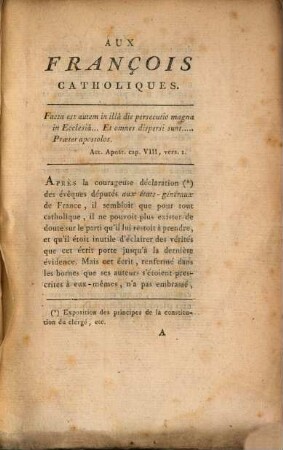 Denonciation aux Catholiques des moyens employés par l'assemblée nationale pour détruire la religion cath.