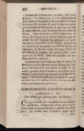 Article IV. De études que doivent faire les Maîtres.
