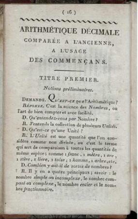 Arithmétique Décimale.