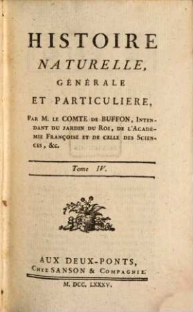 Histoire Naturelle, Générale Et Particulière. [1],4