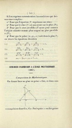Concours d'admission a l'École Polytechnique (1887).