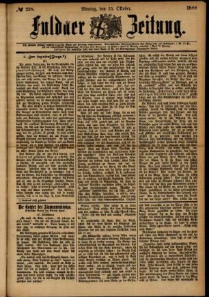 Ausgabe vom Montag, den 15. Oktober 1888.