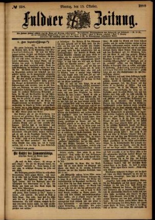 Ausgabe vom Montag, den 15. Oktober 1888.