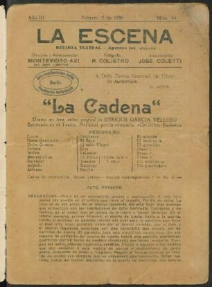 La cadena : drama en tres actos