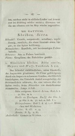 XII. Gattung. Kleiber. Sitta