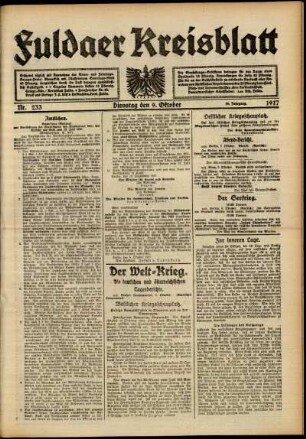 Ausgabe vom Dienstag, den 09. Oktober 1917.