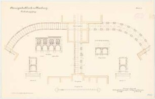 Chirurgische Klinik der Philipps-Universität Marburg: Verbindungsgänge: Grundriss,Aufrisse, Längsschnitt, Querschnitt 1:100