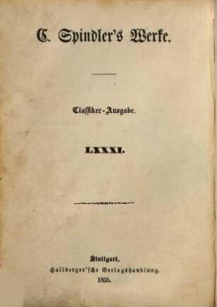 C. Spindler's Werke, 81. Volksgeschichten ; 2