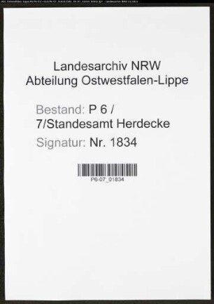 Heiratsregister Standesamt Herdecke